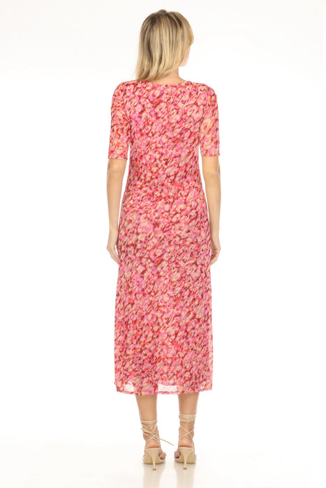 Johnny Was Pink Floral Mesh Midi Dress R36324-5