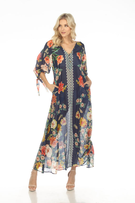 Johnny Was Style CSW3622-HX Mia Floral Border Swim Cover-Up Long Dress Plus Size