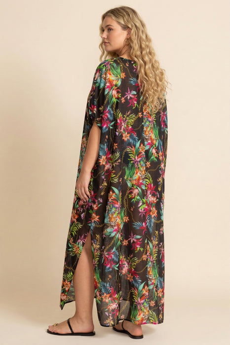 Johnny Was Black Miller V-Neck Kaftan CSW2125-U Plus Size