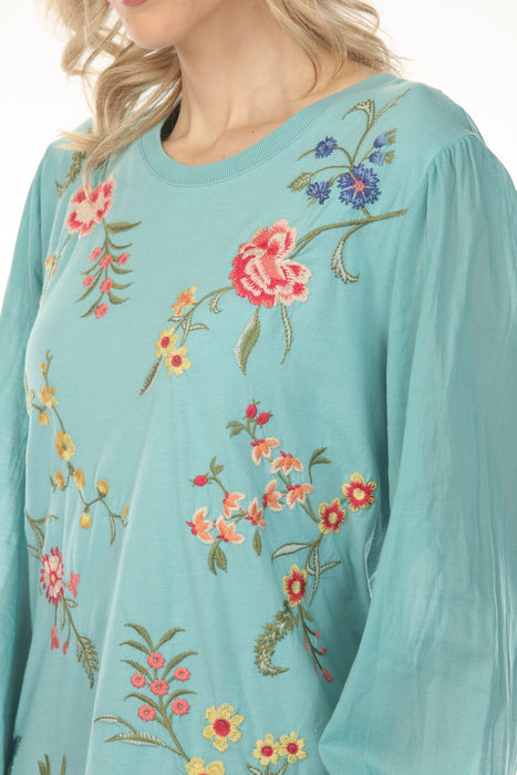 Johnny Was JWLA Mixed Media Long Sleeve Tee J10324-ESP Petite