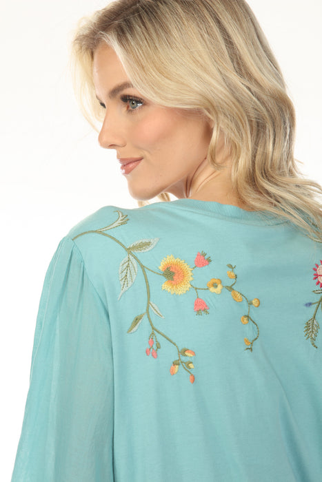 Johnny Was JWLA Mixed Media Long Sleeve Tee J10324-ESP Petite