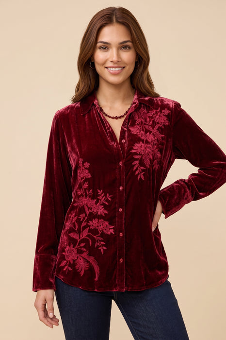 Johnny Was Molly Velvet Vintage Button Down Shirt J17525-O*