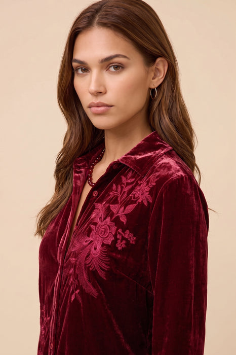 Johnny Was Molly Velvet Vintage Button Down Shirt J17525-O*