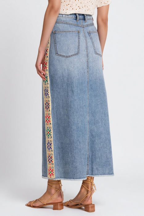 Johnny Was Blue Morgann Denim Skirt JWD1147