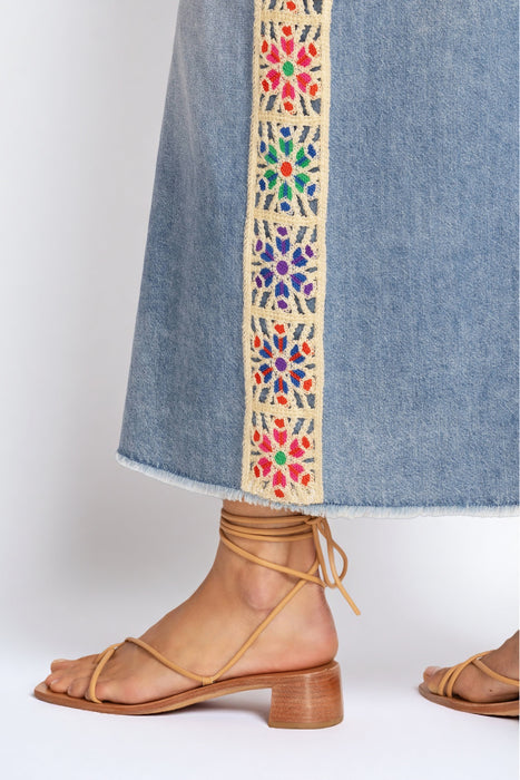 Johnny Was Blue Morgann Denim Skirt JWD1147