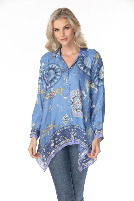 Johnny Was Multicolor Audrey Printed Silk Shirt C18765-1