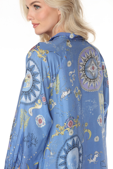 Johnny Was Multicolor Audrey Printed Silk Shirt C18765-1