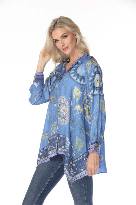 Johnny Was Multicolor Audrey Printed Silk Shirt C18765-1