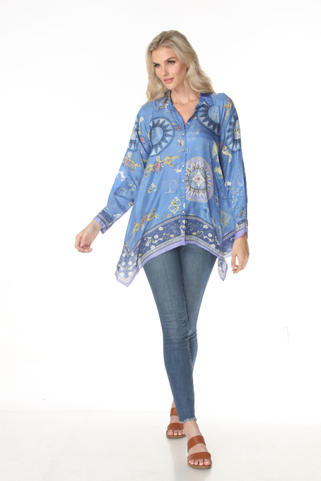 Johnny Was Multicolor Audrey Printed Silk Shirt C18765-1