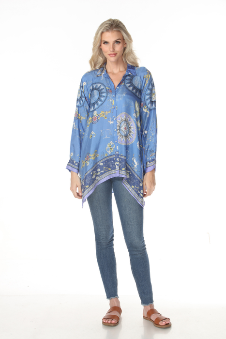 Johnny Was Multicolor Audrey Printed Silk Shirt C18765-1
