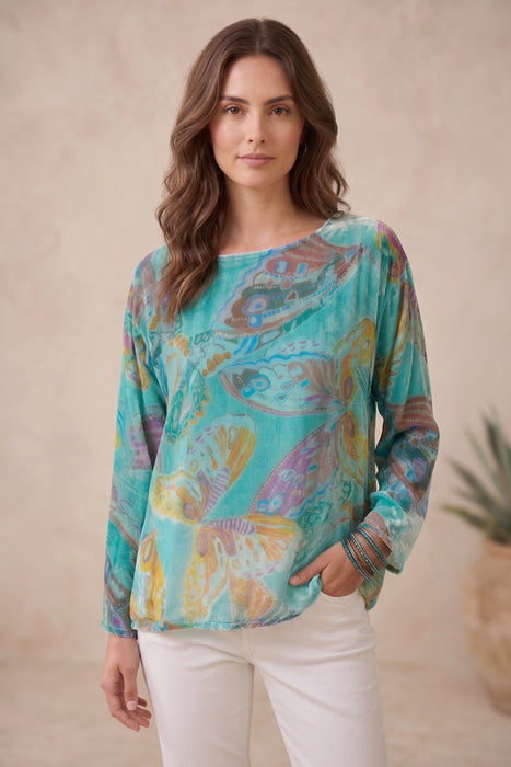 Johnny Was Multicolor Ofelia Burnout Leo Blouse Slip C19825-E