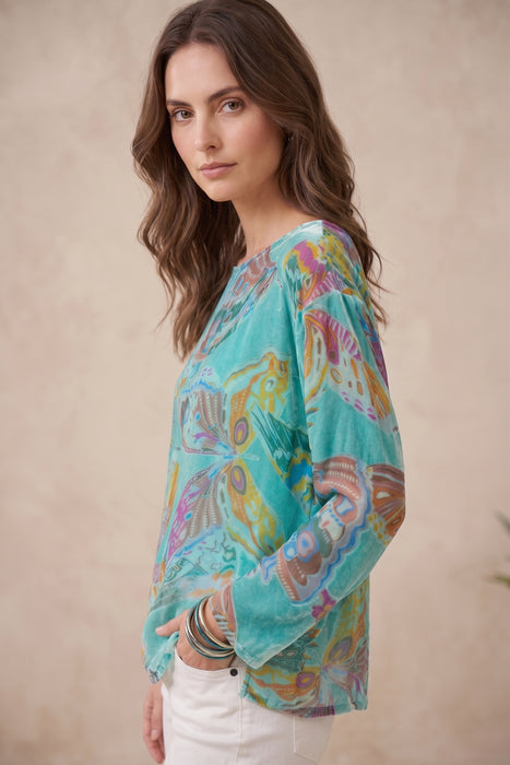 Johnny Was Multicolor Ofelia Burnout Leo Blouse Slip C19825-E