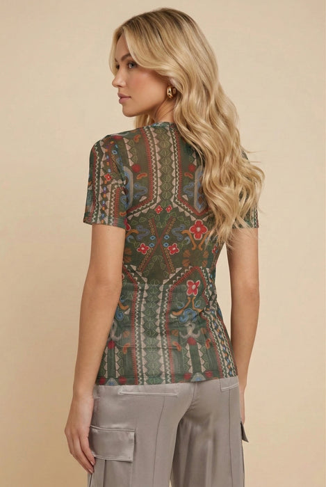 Johnny Was Nanette Short Sleeve Mesh Tee R14925-7