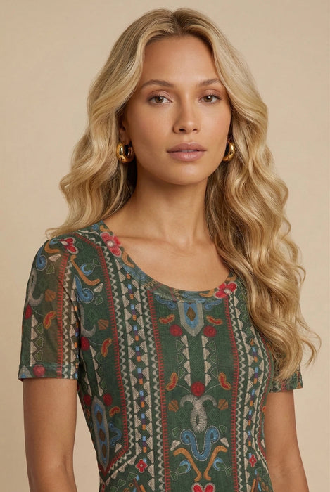 Johnny Was Nanette Short Sleeve Mesh Tee R14925-7