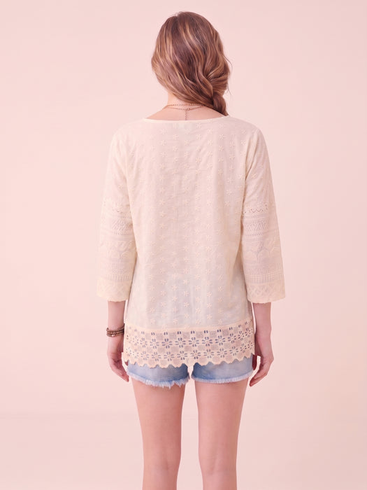 Johnny Was Natural Zora Stitchwork Blouse C10126-1