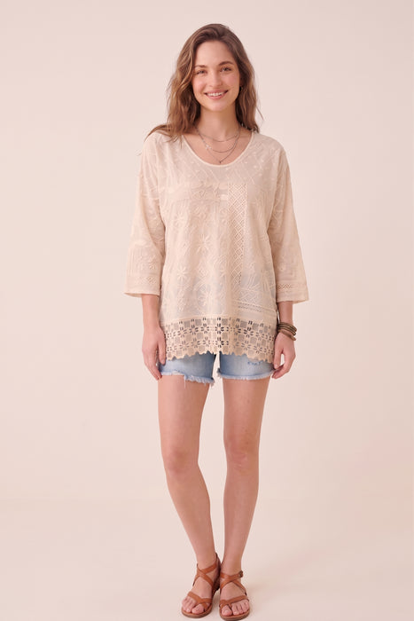 Johnny Was Natural Zora Stitchwork Blouse C10126-1