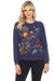 Johnny Was Style R45422 Navy Texas Embroidered Raglan Sweatshirt Boho Chic