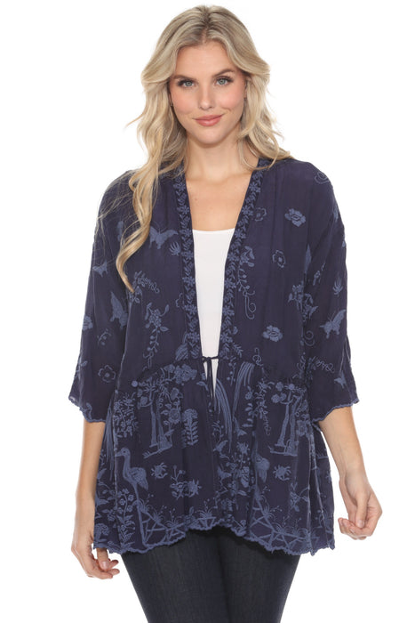 Johnny Was Style C43724 Navy Tolla Embroidered Kimono
