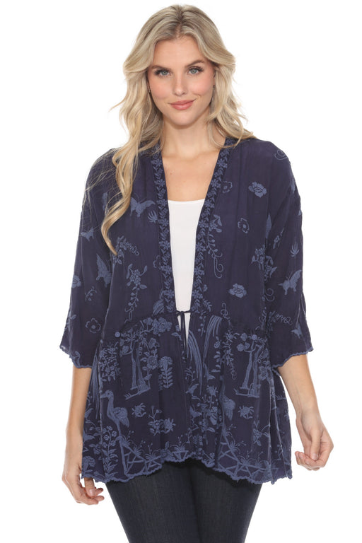 Johnny Was Style C43724 Navy Tolla Embroidered Kimono