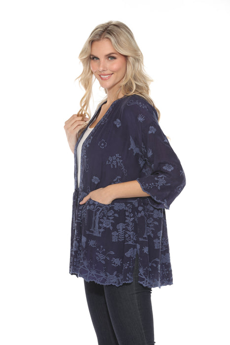 Johnny Was Navy Tolla Embroidered Kimono C43724