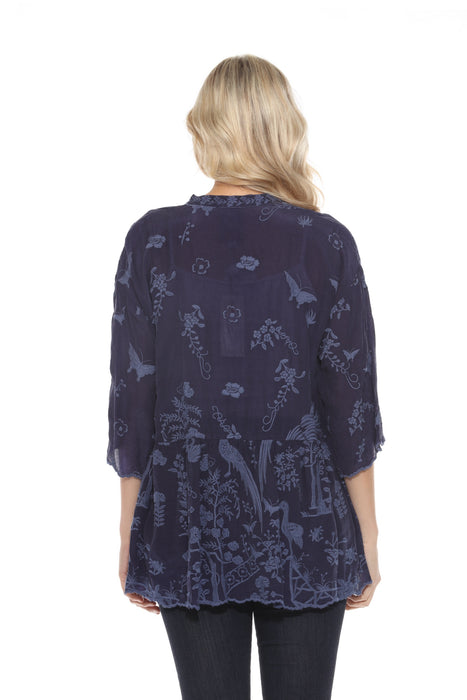 Johnny Was Navy Tolla Embroidered Kimono C43724
