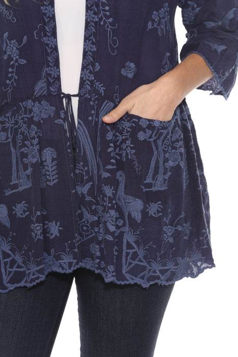 Johnny Was Navy Tolla Embroidered Kimono C43724
