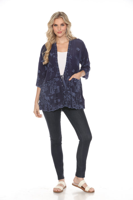 Johnny Was Navy Tolla Embroidered Kimono C43724