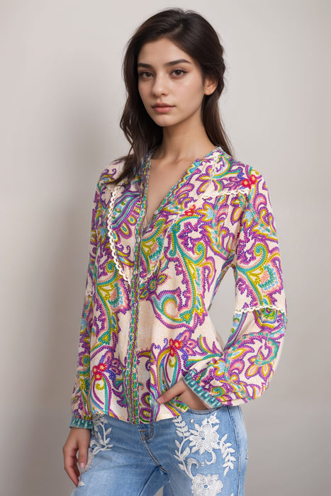 Johnny Was Noellie Paisley Print Silk Shirt C13725B3