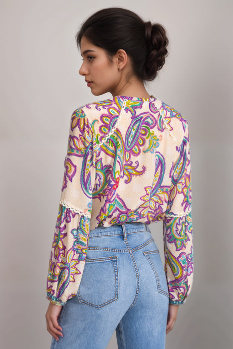 Johnny Was Noellie Paisley Print Silk Shirt C13725B3