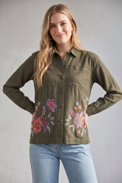Johnny Was Noire Relaxed Pocket Yoke Shirt W15825-8