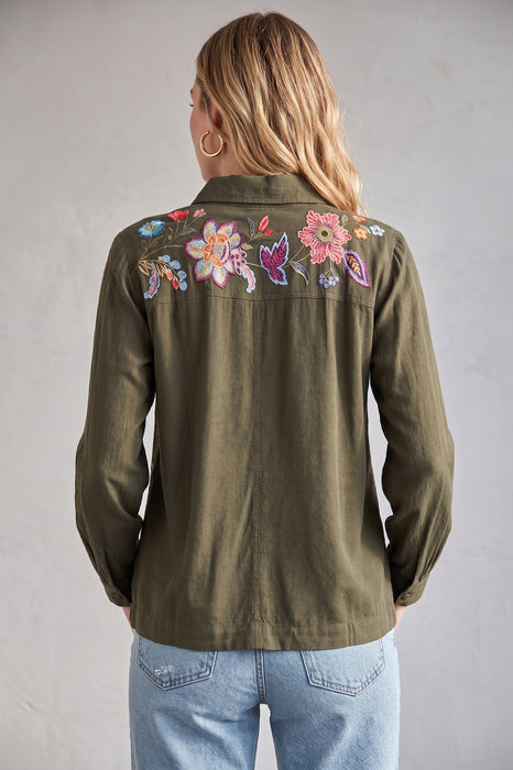 Johnny Was Noire Relaxed Pocket Yoke Shirt W15825-8
