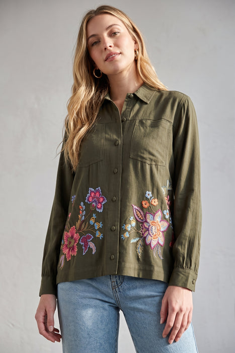 Johnny Was Noire Relaxed Pocket Yoke Shirt W15825-8