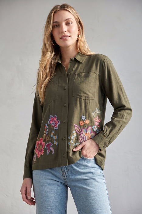 Johnny Was Noire Relaxed Pocket Yoke Shirt W15825-8