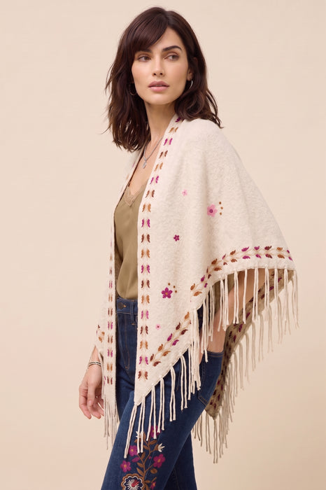 Johnny Was Oatmeal Heather Maxima The Fringe Shawl M63825