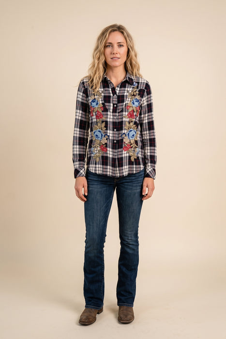Johnny Was Oberon Plaid Long Sleeve Hannah Western Seamed Shirt W18526-1