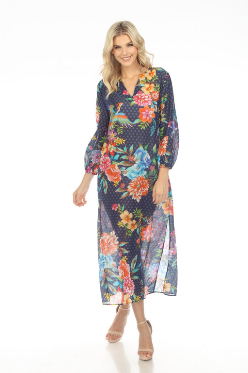 Johnny Was Style CSW9823-U Ocean Dreamer Puff Sleeve Swim Cover-Up Maxi Dress Boho Chic
