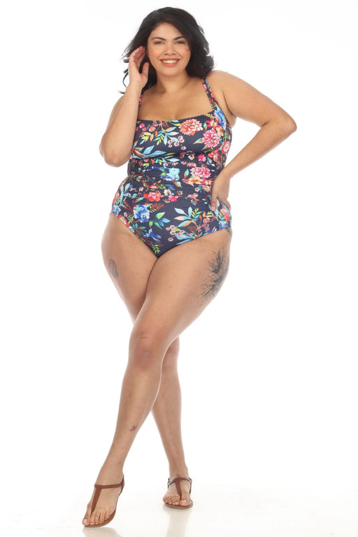 Johnny Was Style CSW9123-UX Ocean Dreamer Ruched One Piece Swimsuit Plus Size
