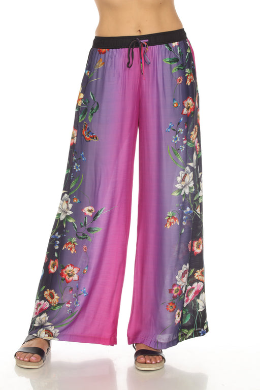 Johnny Was Style CSW7823-Y Ombre Floral Drawstring Cover-Up Pants Boho Chic
