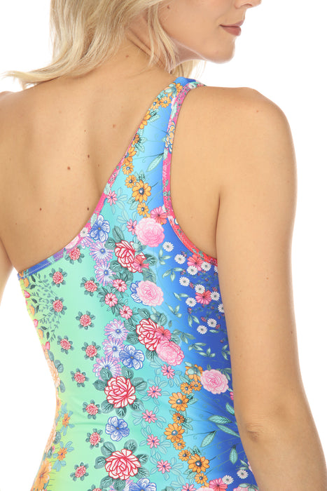 Johnny Was Ombre Floral One-Shoulder One Piece Swimsuit Boho Chic CSW8123AJ