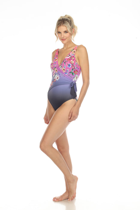 Johnny Was Ombre Garden Wrap One Piece Swimsuit Boho Chic CSW6823-Y