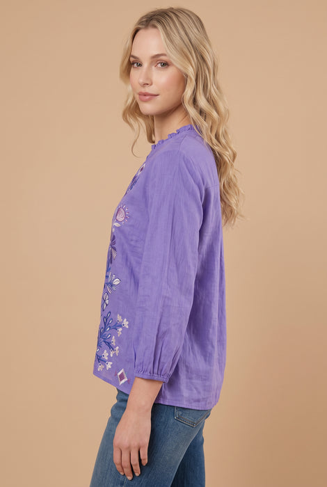 Johnny Was Paisley Purple Adina Ruffle Field Blouse J10926-2