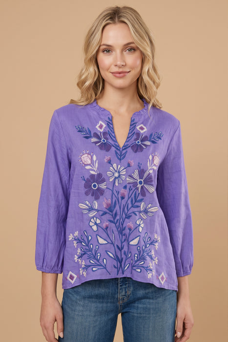 Johnny Was Paisley Purple Adina Ruffle Field Blouse J10926-2