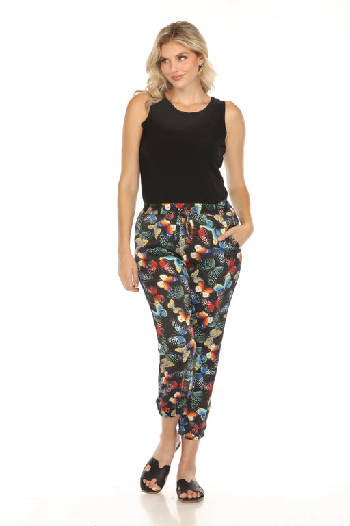 Johnny Was Style MS9821H Black Panya Butterfly Silk Jogger Pants