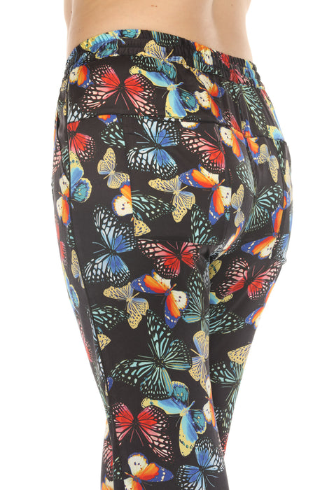 Johnny Was Black Panya Butterfly Silk Jogger Pants MS9821H