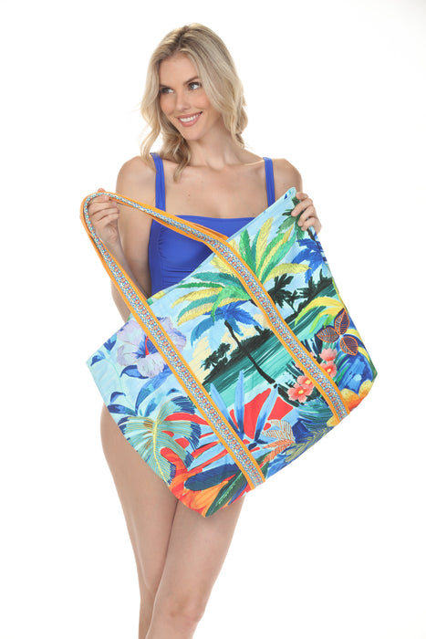 Johnny Was Paradis Dual Shoulder Straps Beach Tote CSW5726-F