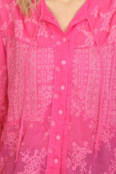 Johnny Was Alistair Amiee Embroidered Button-Up Top Boho Chic C18622-E *
