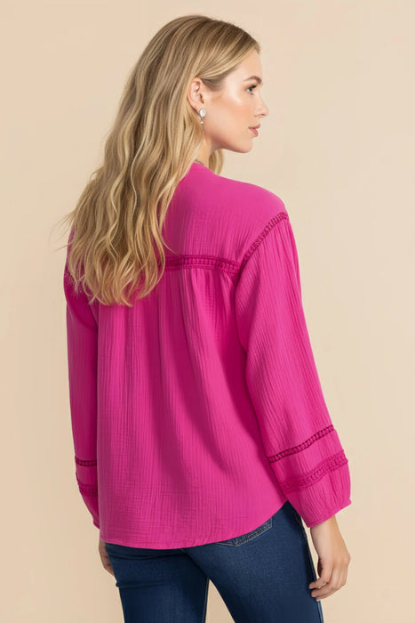 Johnny Was Calme Button Down Blouse with Sleeve Darts O21056