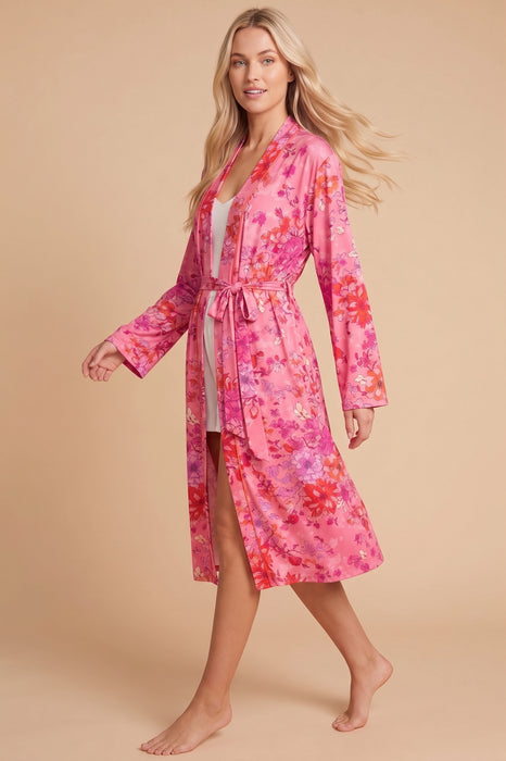 Johnny Was Pink Floral The Jonesy Long Sleeve Sleep Robe MS1525-B