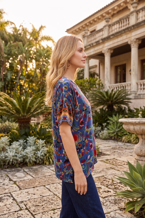 Johnny Was Blue Primula Burnout Mariafe Blouse C11925-6