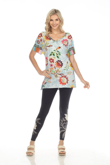 Johnny Was Rainbow Floral Drape Tunic Top Plus Size T21323 NEW